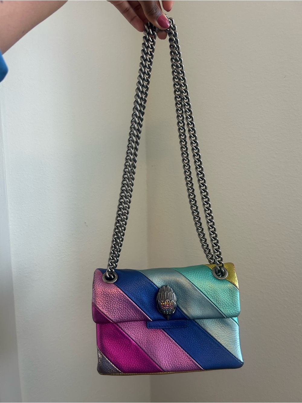 Kurt Geiger London Rainbow Metallic Leather Kensington Crossbody Bag 🌈